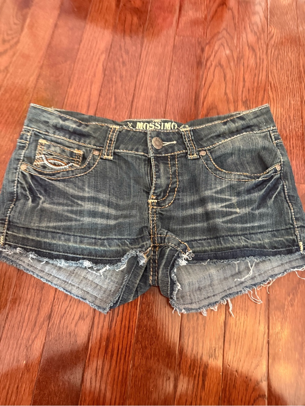 Mossimo Supply Co. Dark Blue Distressed Denim Cutoff Shorts